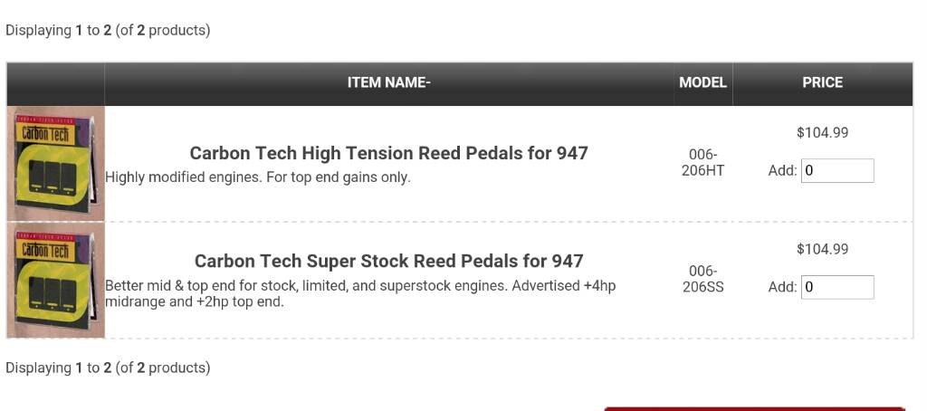 Carbon Tech Sea-Doo 951 Super Stock Reeds 006-206SS 